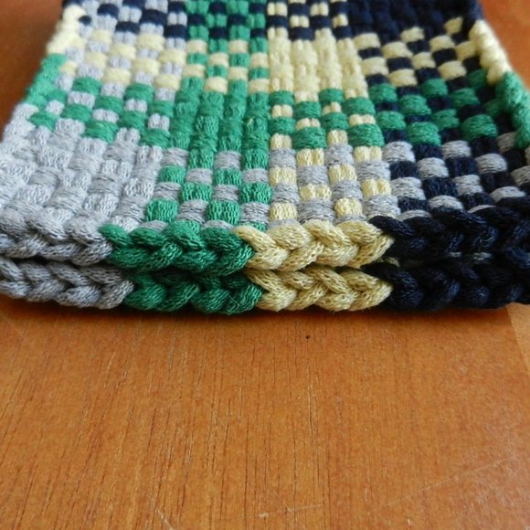 Set of 2 Handmade Artisan Cotton Woven Loomed Potholders Trivets - Picture 5 of 7